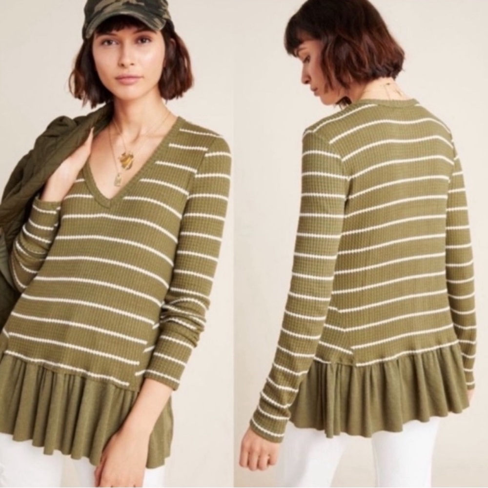 Anthropologie Eri + Ali Olive Peplum Top | Size:S